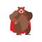 Bear superhero. Super Grizzly in mask and raincoat. Strong beast