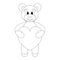 Bear. A teddy bear holds a heart in its paws. Sketch. Vector illustration. Outline on an isolated white background. Coloring book.