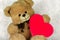 Bear Teddy with a heart loves you