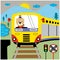 Bear and train funny animal cartoon,vector illustration