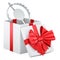 Bear trap inside gift box, gift concept. 3D rendering