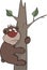 Bear on a tree. Cartoon