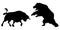 Bear Versus Bull Silhouette