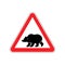 Bear Warning sign red. Predator Hazard attention symbol. Danger