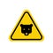 Bear warning sign. Yellow triangle with black bear head in line frame. Vector isolated on white.