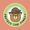 Bear wear hat, Protect the forest logo illustration