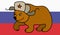 Bear wearing a Russian hat earflaps