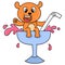 The bear is welcoming the iftar authorities in a glass of ice syrup. doodle icon image kawaii