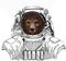 Bear wild animal face. Grizzly cute brown bear head portrait. Wild astronaut animal in spacesuit. Deep space. Galaxy.