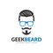 Beard geek logo design template, hipster glasses mustache