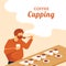 Beard man coffee cupping illustration