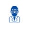 Beard man in suite line icon concept. Beard man in suite flat  vector symbol, sign, outline illustration.