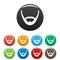 Beard and whiskers icons set color vector