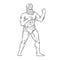 Bearded Boxer Fighting Stance Drawing Black and White