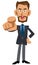 Bearded brown businessman pointing fingers