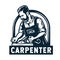 Bearded carpenter and wood jointer. Carpentry logo
