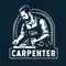 Bearded carpenter and wood jointer. Carpentry logo