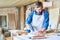 Bearded Carpenter Working in Joinery