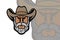 Bearded cowboy head mascot