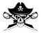 Bearded evil pirate. Sabers crosswise. Captain logo.