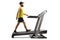 Bearded guy in sportswear walking on a treadmill with an incline