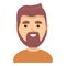 Bearded handsome man icon, cartoon style