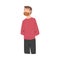 Bearded Male of European Appearance in Sweater Standing and Smiling Vector Illustration