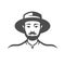 Bearded male farmer with mustache wearing hat friendly smiling portrait vintage icon vector