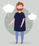 Bearded man cartoon character portrait standing