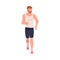 Bearded Man Character Running in Sportswear and Trainers Engaged in Sport Training and Workout Vector Illustration