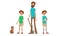 Bearded Man Father Standing with His Son Twins Vector Illustration