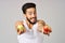 bearded man fresh fruit apples vitamins studio lifestyle