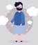 Bearded man happy cartoon character portrait standing