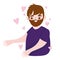 bearded man hearts love romantic portrait cartoon