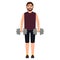 Bearded man holding dumbbells, a guy playing sports, happy active man