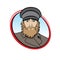 Bearded man in retro clothing logo