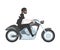 Bearded Man Riding Motorcycle, Side View of Male Biker Character in Black Leather Clothes and Helmet Driving Chopper