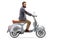 Bearded man riding a vintage scooter