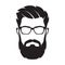 Bearded man s face, hipster character. Fashion silhouette