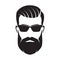 Bearded man s face, hipster character. Fashion silhouette, avata