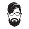 Bearded man s face, hipster character. Fashion silhouette, avata