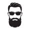 Bearded man s face, hipster character. Fashion silhouette, avata