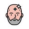 bearded man with shaved head color icon vector illustration