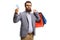 Bearded man with shopping bags and a credit card