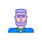 Bearded man wearing glasses. Bold color cartoon style simplistic minimalistic icon for marketing and branding