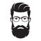 Bearded men face, hipster character. Vector illustration.