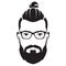 Bearded men face, hipster character. Vector illustration.