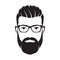 Bearded men face, hipster character. Vector illustration.