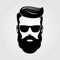 Bearded men, hipster face. Fashion silhouette, emblem, icon, label. Vector illustration