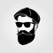 Bearded men in Newsboy Cap. Hipster icon isolated